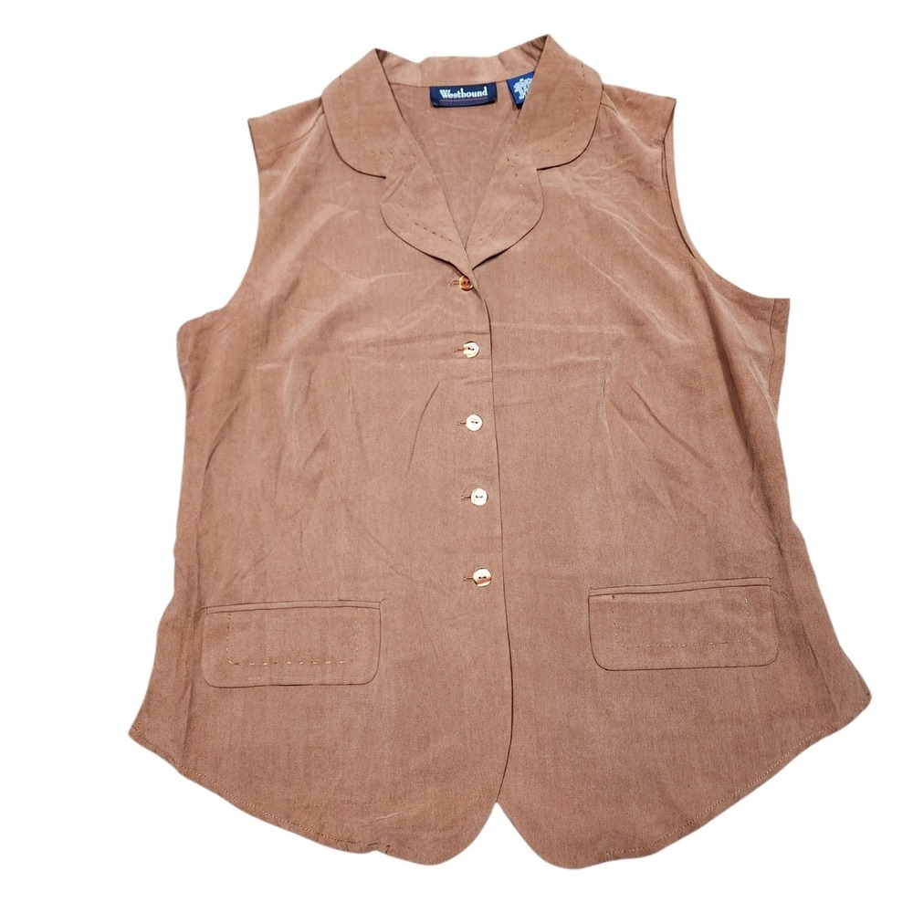 Westbound Vtg 90s Whimsigoth Silk Waistcoat Vest Brown Dark Academia Grunge M